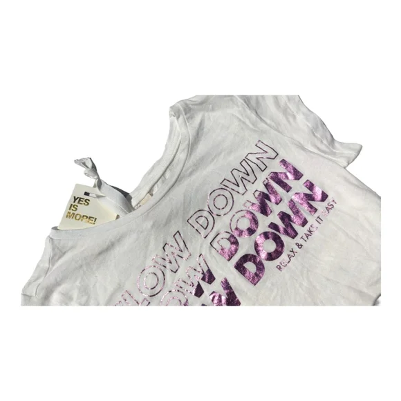 CKS Girls size 6 Slow Down Relax & Take it Easy Purple/White Tshirt - Picture 2 of 7